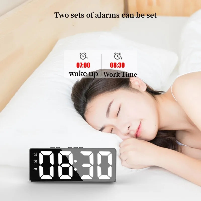 LED Digital Alarm Clock with Voice Control and Dual Snooze - Smarsty