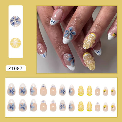 24pcs Flower Design Fake Nail Tips Full Cover - Smarsty