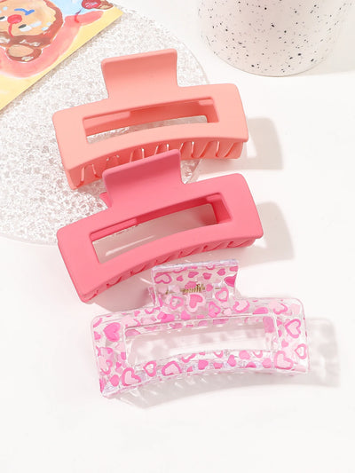 Medium Hair Claw Clips Strong Hold Matte Pink Versatile Set - Smarsty