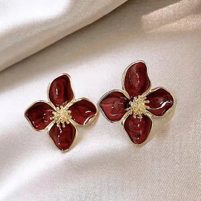 Hibiscus Flower Stud Earrings Vintage Romantic Gift - Smarsty