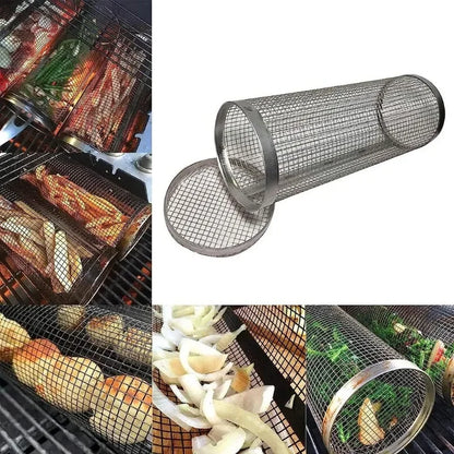 Rolling BBQ Grill Basket for Easy Outdoor Cooking - Smarsty