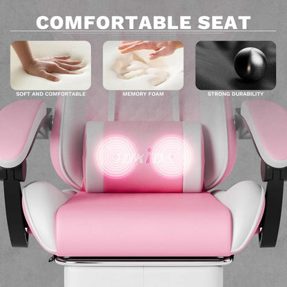 Ergonomic Gaming Chairs with Massage Lumbar Support, Swivel, Height Adjustable, and Headrest for Adults Comfort Gaming