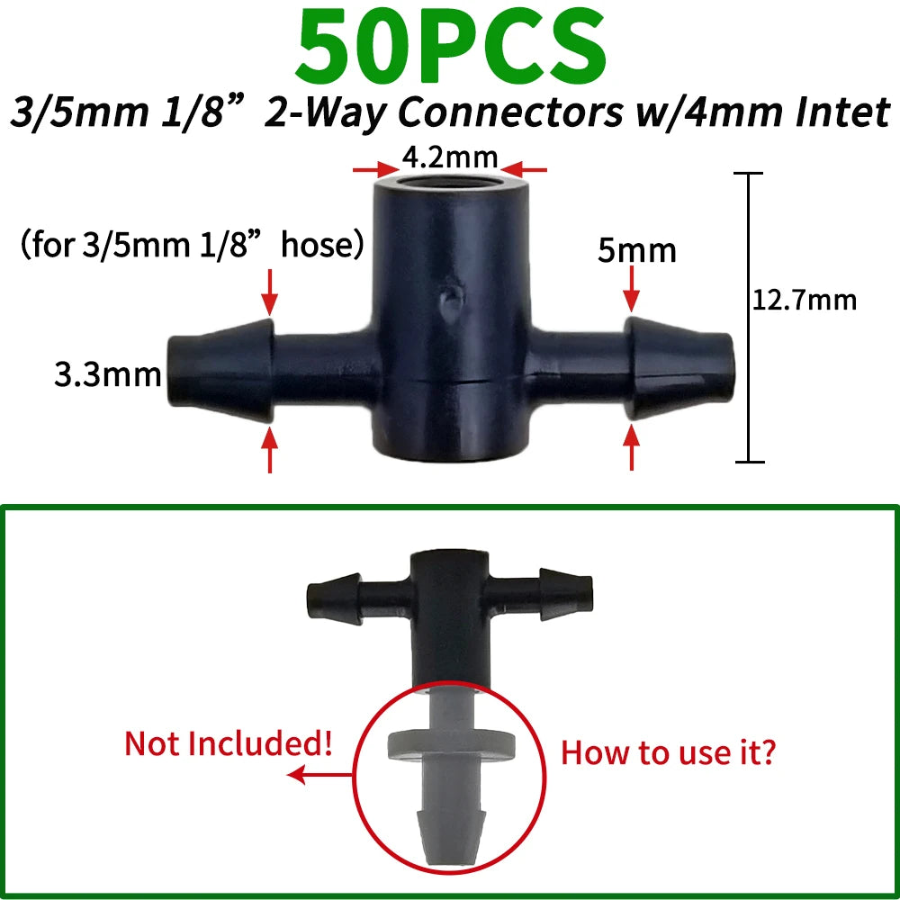 Oasis 50PCS Plastic Barbed Tee Connectors for Drip Irrigation - Smarsty