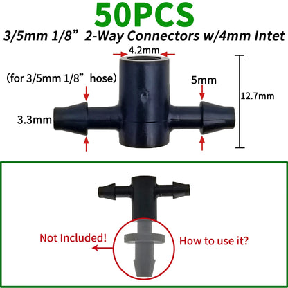 Oasis 50PCS Plastic Barbed Tee Connectors for Drip Irrigation - Smarsty