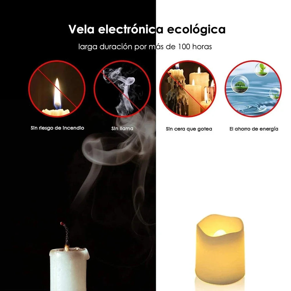 Flameless LED Votive Candles Set 100+Hour Lasting Electric Candles Battery Operated Tealight for Wedding Proposal Romantic Decor