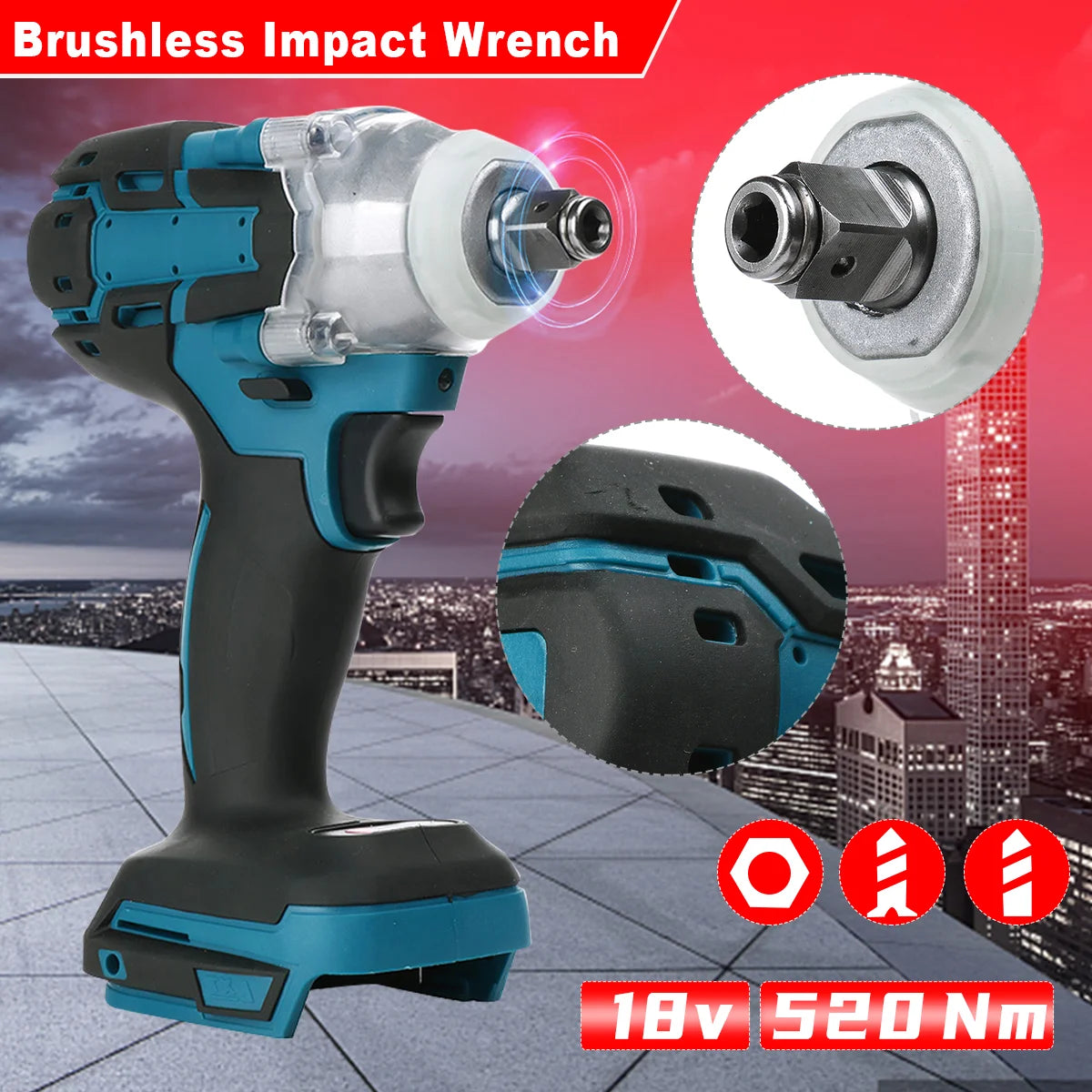 Cordless Brushless Impact Wrench with Toolbox Set - Smarsty