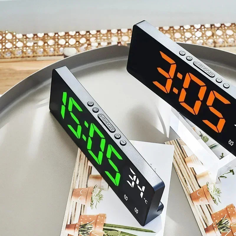 Voice Control LED Alarm Clock with Temperature Display - Smarsty
