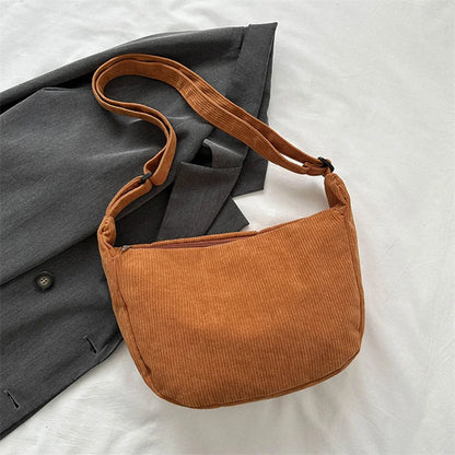Corduroy Shoulder Bag Minimalist Crossbody For Women - Smarsty