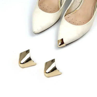Women High Heel Metal Toe Cap Wear and Tear Concealer Anti-kicking Leather Shoes Point Protector Flat Shoe Tips Cap Accessorices - Smarsty