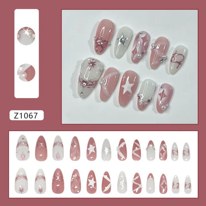 24pcs Flower Design Fake Nail Tips Full Cover - Smarsty