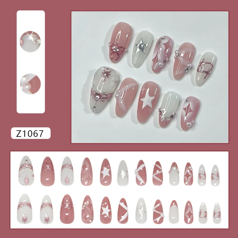 24pcs Flower Design Fake Nail Tips Full Cover - Smarsty