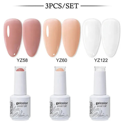Arte Clavo 3pcs Nude Pink Jelly Gel Polish Set - Smarsty