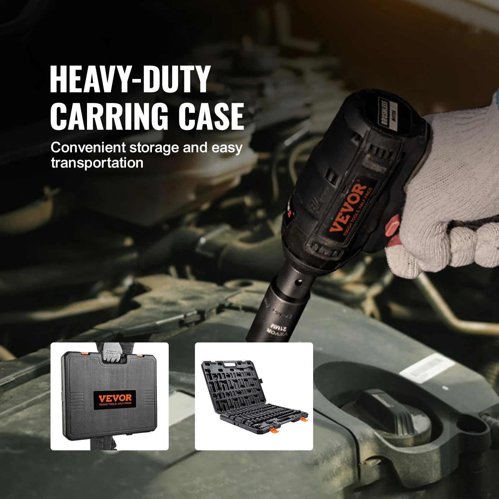 SucceBuy 1/2" Drive Impact Socket Set  6 Point Cr-V Alloy Steel for Auto Repair Easy-to-Read Size Markings Rugged Construction