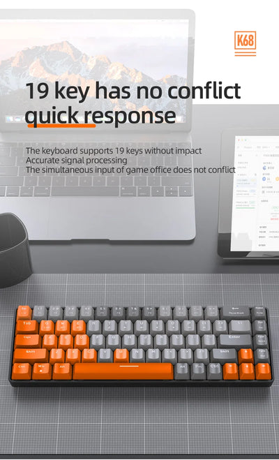 Wireless 60 Percent Mechanical Keyboard Bluetooth Hot Swap - Smarsty