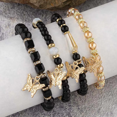Trendy Butterfly Beaded Bracelet Set for Women - Smarsty
