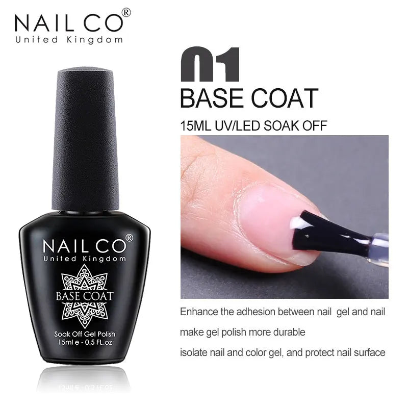NAILCO 15ml Gel Top Coat and Base Coat for Long-Lasting Shine - Smarsty
