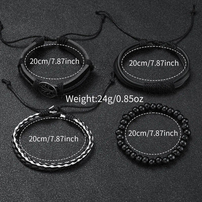 Fashion Leather Strap Men Quartz Watch Set - Smarsty