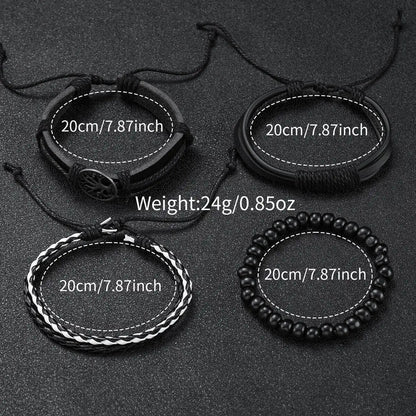 Fashion Leather Strap Men Quartz Watch Set - Smarsty