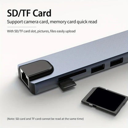 USB C Hub 4K30Hz Dock With HDMI RJ45 Ethernet PD100W