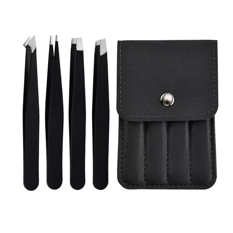CNK Stainless Steel Black Eyebrow Tweezer for Precision Hair Removal - Smarsty