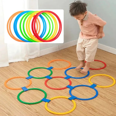 New Outdoor Kids Funny Physical Training Sport Toys Lattice Jump Ring Set Game 10 Hoops 10 Connectors for Park Play Boys Girls - Smarsty