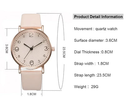 Women Casual Leather Analog Watch with Arabic Numbers - Smarsty