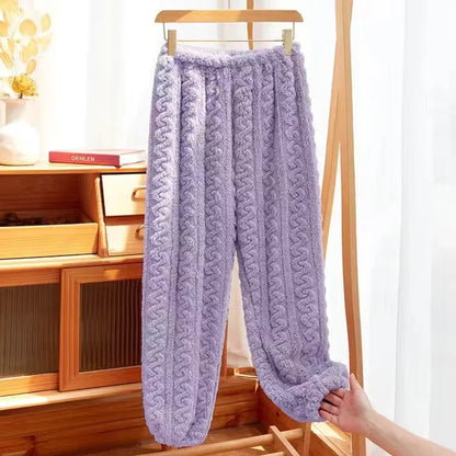 Autumn Women Solid Warm 2 Piece Sets Thicken Velvet Ribbed Fleece Set Pullover And Pants Women Casual Pajama Sets 2024 - Smarsty
