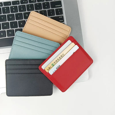 1PCS Man Purses Ultra Thin Mini Business Bank Credit Card Holder Wallet Simple Black Women Small Coin Cards Cover Pouch Case Bag - Smarsty