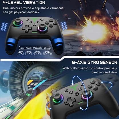 Dinofire Wireless Bluetooth RGB Controller for Nintendo Switch - Smarsty