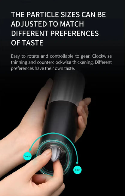 Electric Automatic Salt & Pepper Grinder with Spice Mill Storage Bins Kitchen Adjustable Grinding Tool