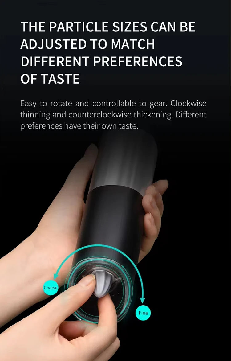 Electric Automatic Salt & Pepper Grinder with Spice Mill Storage Bins Kitchen Adjustable Grinding Tool