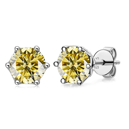 Moissanite Stud Earrings Sterling Silver VVS D Sparkle - Smarsty