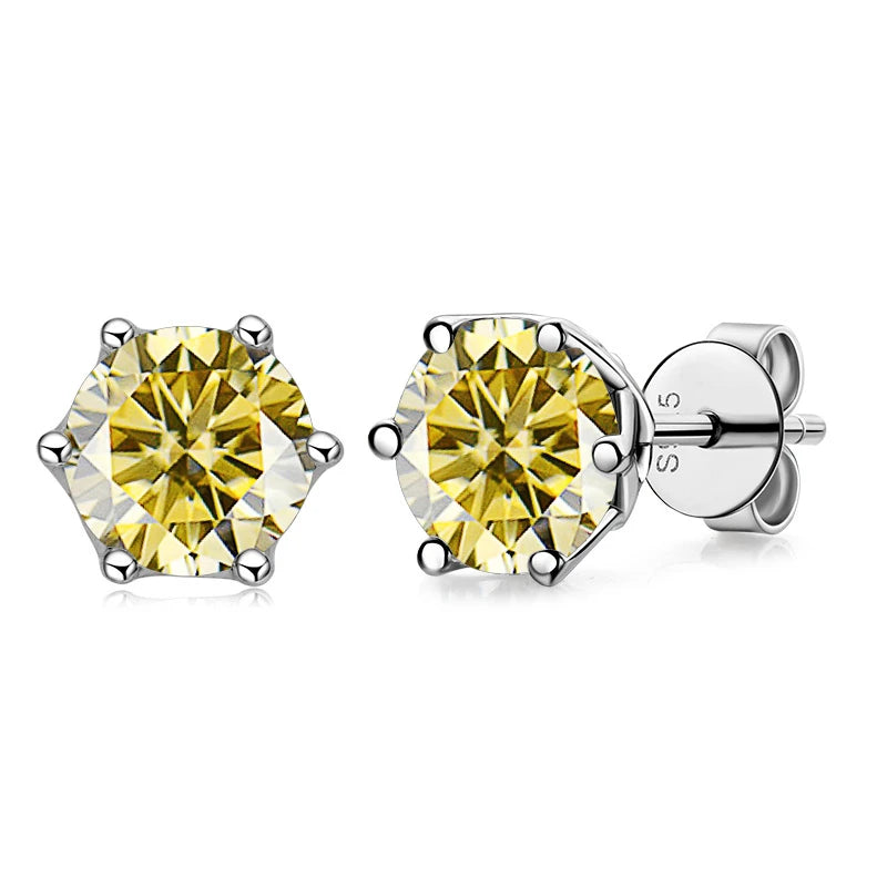 Moissanite Stud Earrings Sterling Silver VVS D Sparkle - Smarsty