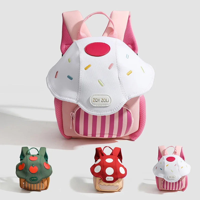 Cute Mushroom Backpack For Kids Cartoon Pink Preschool Bag - Smarsty
