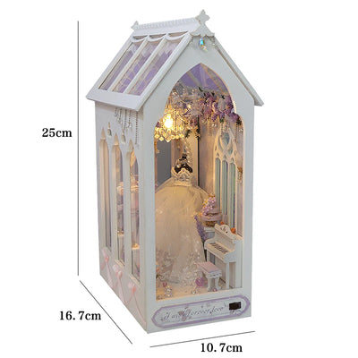 DIY Book Nook Shelf Insert Kit 3D Wooden Puzzle Doll House Assembly Building Model Bookends With Furniture LED Light Xmas Gifts by Smarsty