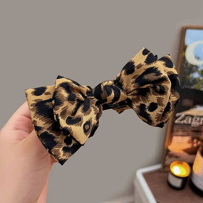 Vintage Leopard Print Bow Hair Accessory for Women - Smarsty