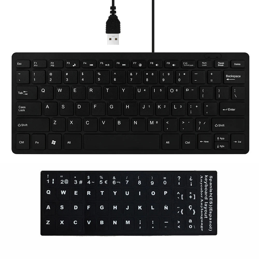 Ultra Thin USB 2.0 Wired Keyboard Mini 78 Keys Multimedia