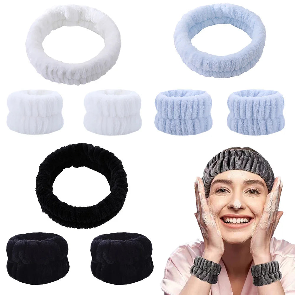 Absorbent Waterproof Face Wash Wristbands And Headband Set - Smarsty