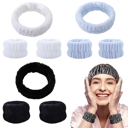 Absorbent Waterproof Face Wash Wristbands And Headband Set - Smarsty