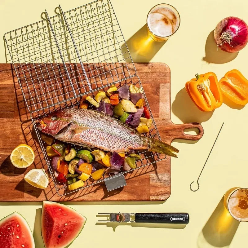 Large Stainless Steel Grill Basket for Easy BBQ Cooking - Smarsty