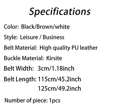Luxury PU Leather Belt for Men with Metal Buckle - Smarsty