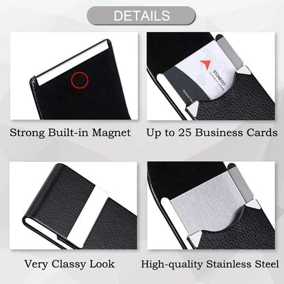 High Quality Business Multifunction Card Holder Case Slim PU Leather Metal Pocket Card Holder with Magnetic Shut Cigarette Case
