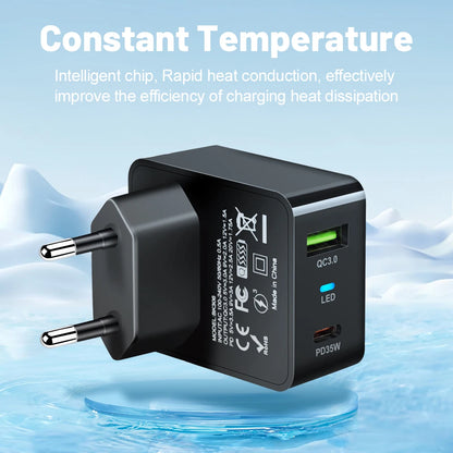 GaN USB C Charger 35W Fast Charge PD3 QC3 Compatible - Smarsty