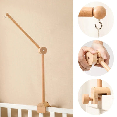 Baby Crib Mobile Rattle Toy For 0-12 Months Cartoon Felt Forest Animal Bed Bell Hanging Wooden Bracket Mobile Newbaby Rattle Toy by Smarsty