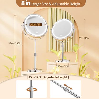 8 Inch Makeup Mirror With Light And 10X Magnification - Smarsty