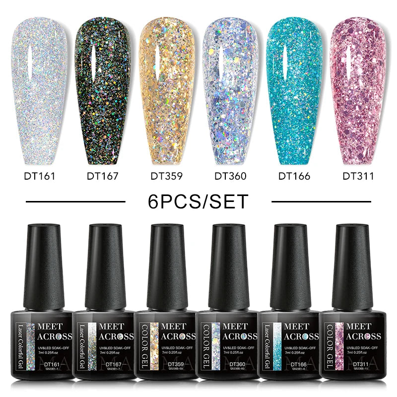 Macaron Series Gel Nail Polish Set with Glitter - Smarsty