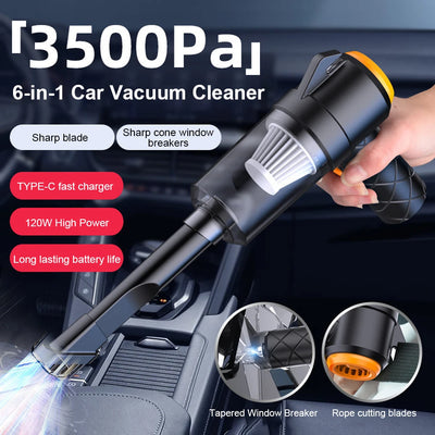 6 In 1 Blowing & Suction Vacuum Cleaner 3500PA Strong Suction Mini Handheld Cleaner Multifunctional for Car Home Office Cleaning - Smarsty