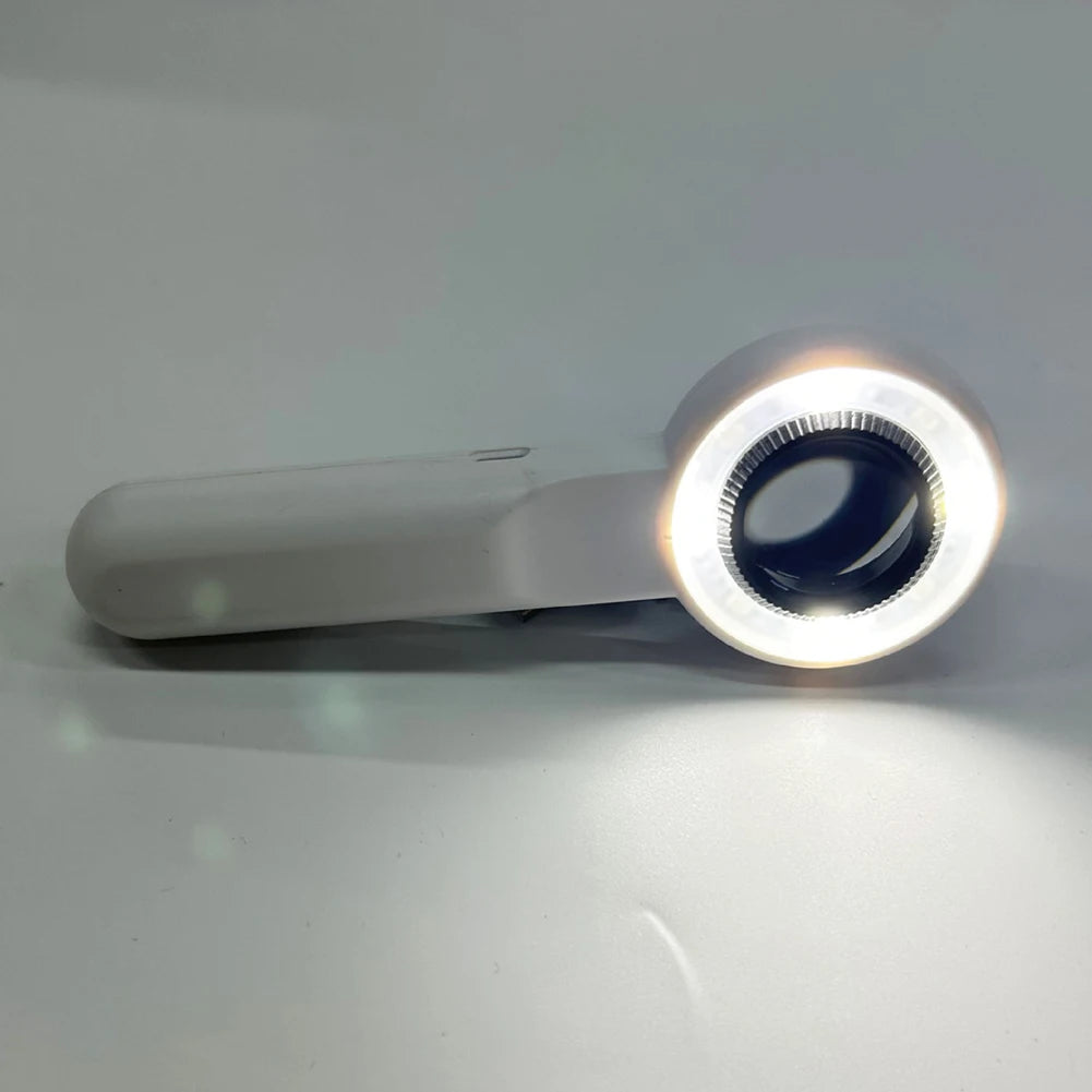 60X Handheld Magnifier Rechargeable Illuminated Magnifying Glass Wear Resist Lighting Book Magnifier for Seniors Reading Repair