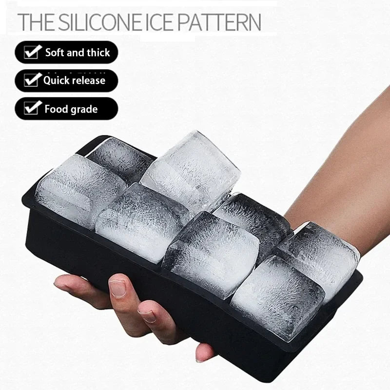 4/6/8/15/160 Grid Big Ice Tray Mold Giant Jumbo Large Food Grade Silicone Ice Cube Square Tray Mold DIY Ice Maker Ice Cube Tray - Smarsty