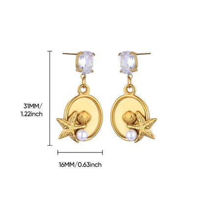 Vintage Starfish Stainless Steel Stud Earrings Lightweight - Smarsty